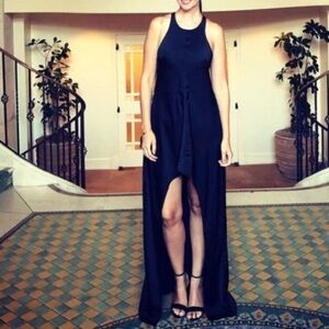 $2,195 KAUFMANFRANCO Black High Low Formal Gown